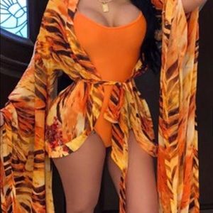 Body suit & cover up 2pcs+ belt